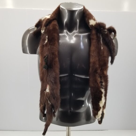 Vintage Hess's Genuine Mink Fur Stole Wrap Scarf w/ 3 Full Body Pelts - Picture 6 of 10